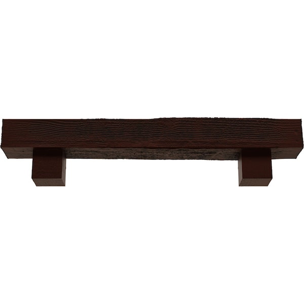 Kit W/ Alamo Corbels, NaturaL Pecan, 4H X 6D X 60W Rough Sawn Faux Wood Fireplace ManteL